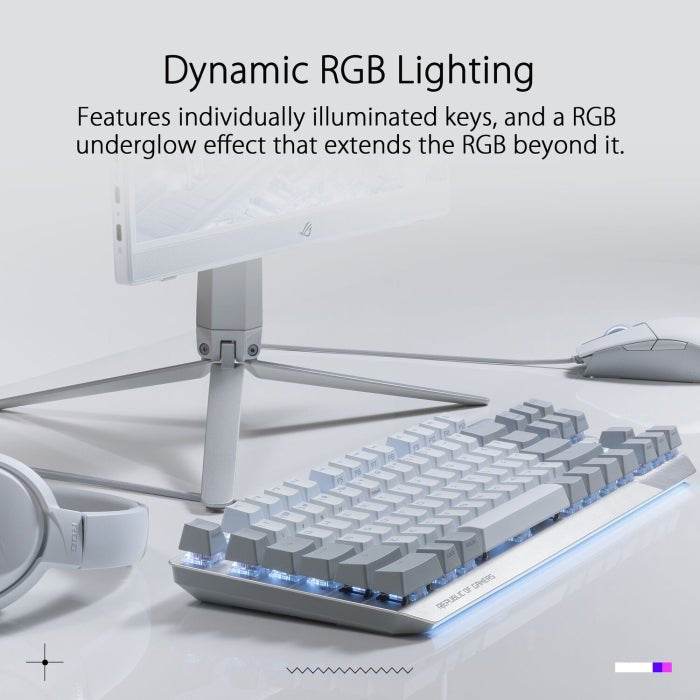 Asus X806 Rog Strix Scope TKL RGB Mechanical NX Red Switch (Linear & Swift) Gaming Keyboard White/Grey-Arabic ColorWaves