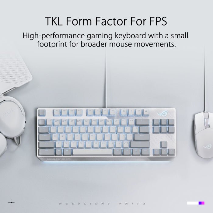 Asus X806 Rog Strix Scope TKL RGB Mechanical NX Red Switch (Linear & Swift) Gaming Keyboard White/Grey-Arabic ColorWaves