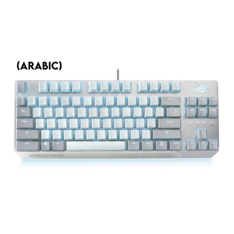 Asus X806 Rog Strix Scope TKL RGB Mechanical NX Red Switch (Linear & Swift) Gaming Keyboard White/Grey-Arabic ColorWaves