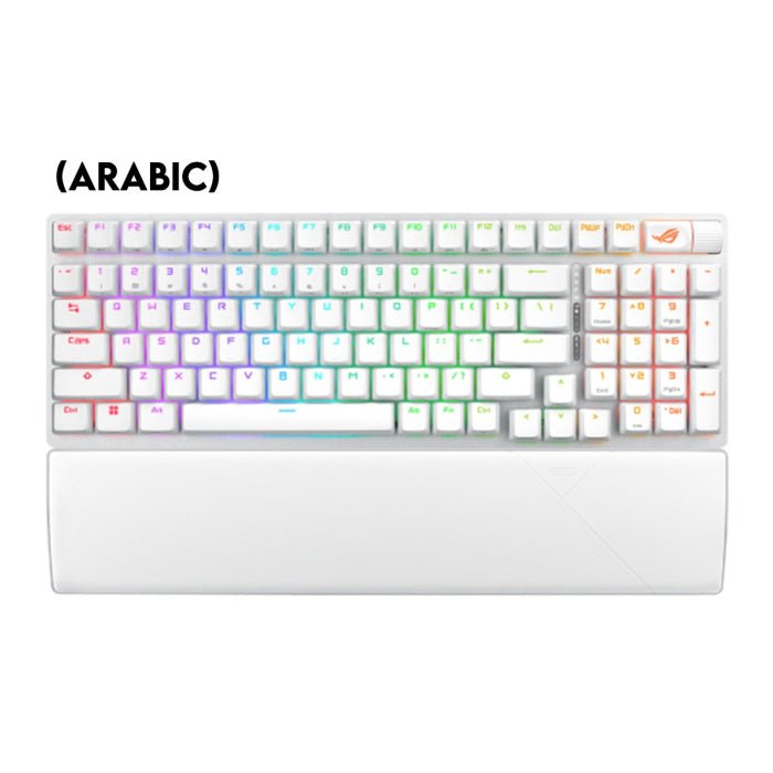 Asus X901 Rog Strix Scope II 96 Wireless Mechanical Gaming KeyBoard NX Snow Switch Refined Linear (Arabic) - White ColorWaves