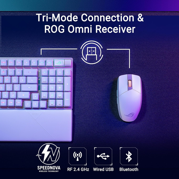 Asus X902 Rog Strix Scope II 96 RX Wireless Optical Mechanical Gaming Keyboard Rog RX Blue Switch Clicky And Speedy (Arabic) - White ColorWaves