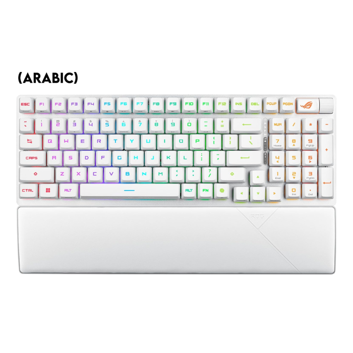Asus X902 Rog Strix Scope II 96 RX Wireless Optical Mechanical Gaming Keyboard Rog RX Blue Switch Clicky And Speedy (Arabic) - White ColorWaves