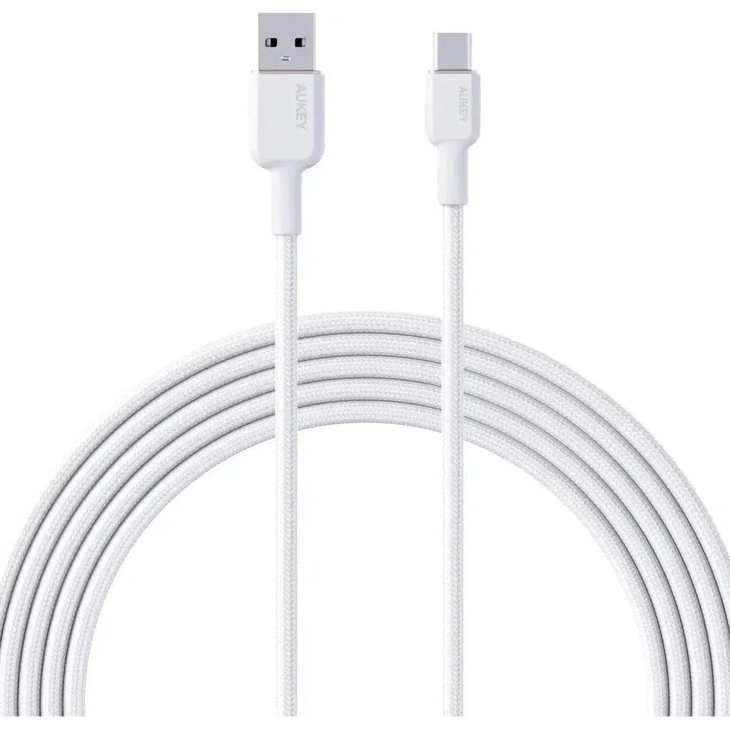 Aukey Braided Nylon Usb 2.0 To Usb C 0.9M Cable - White ColorWaves