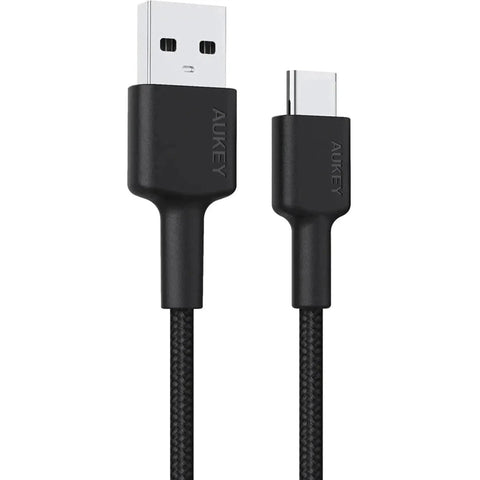 Aukey Braided Nylon Usb 2.0 To Usb-C Cable - Black ColorWaves