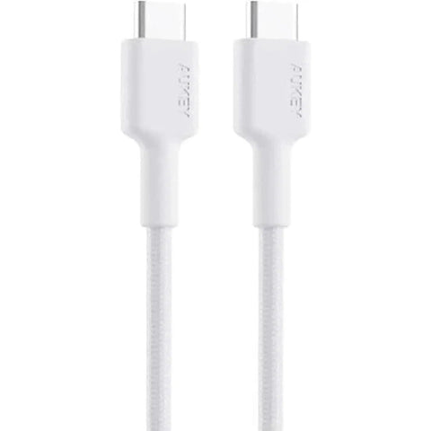 Aukey Braided Nylon Usb 2.0 To Usb-C Cable - White ColorWaves