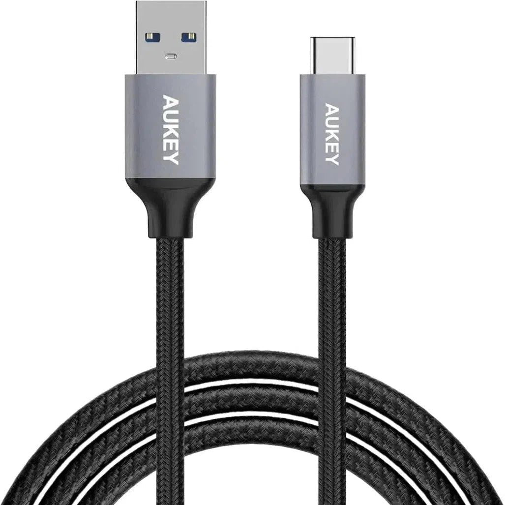 Aukey Braided Nylon Usb 3.0 To Usb-C 1M Cable - Black ColorWaves