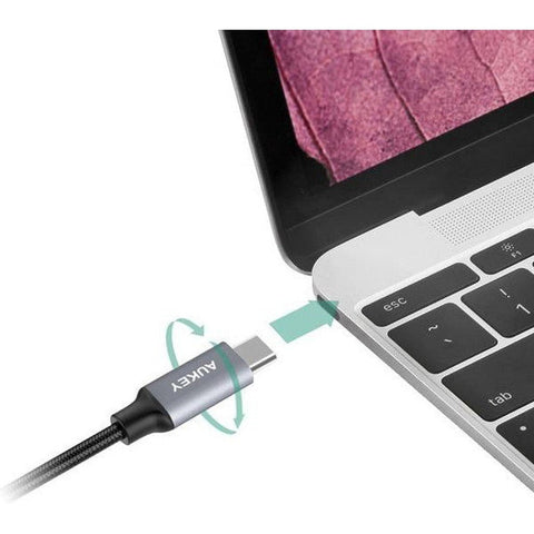 Aukey Braided Nylon Usb 3.0 To Usb-C 2M Cable - Black ColorWaves