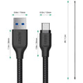 Aukey Braided Nylon Usb 3.1 Gen1 To Usb-C 1.2M Cable - Black ColorWaves