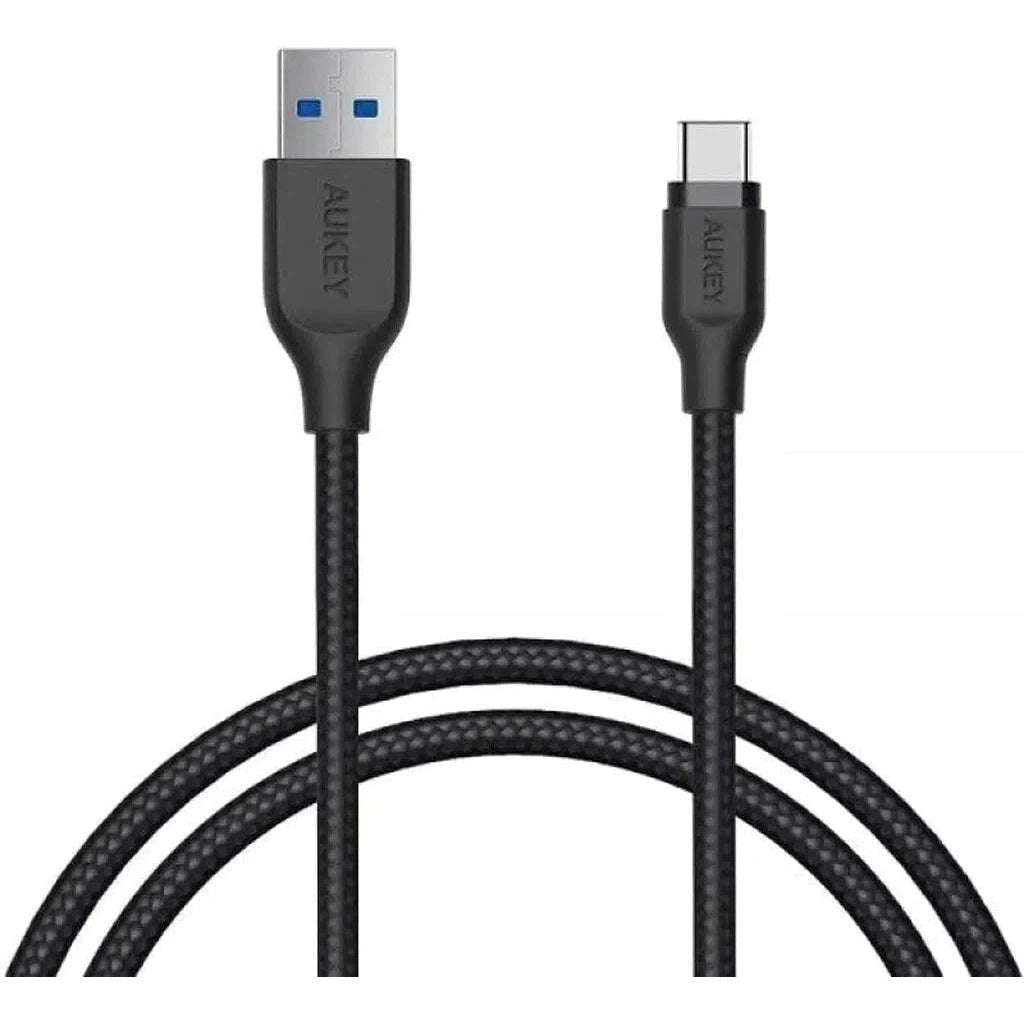 Aukey Braided Nylon Usb 3.1 Gen1 To Usb-C 1.2M Cable - Black ColorWaves