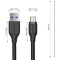 Aukey Braided Nylon Usb 3.1 Gen1 To Usb-C 2M Cable - Black ColorWaves