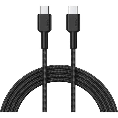 Aukey Braided Nylon Usb-C To Usb-C Cable - Black ColorWaves