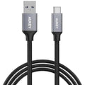 Aukey Braided Nylon Usb3.1 To Usb C 2M Cable - Black ColorWaves