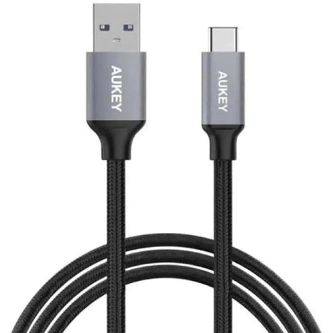 Aukey Braided Nylon Usb3.1 To Usb C 2M Cable - Black ColorWaves