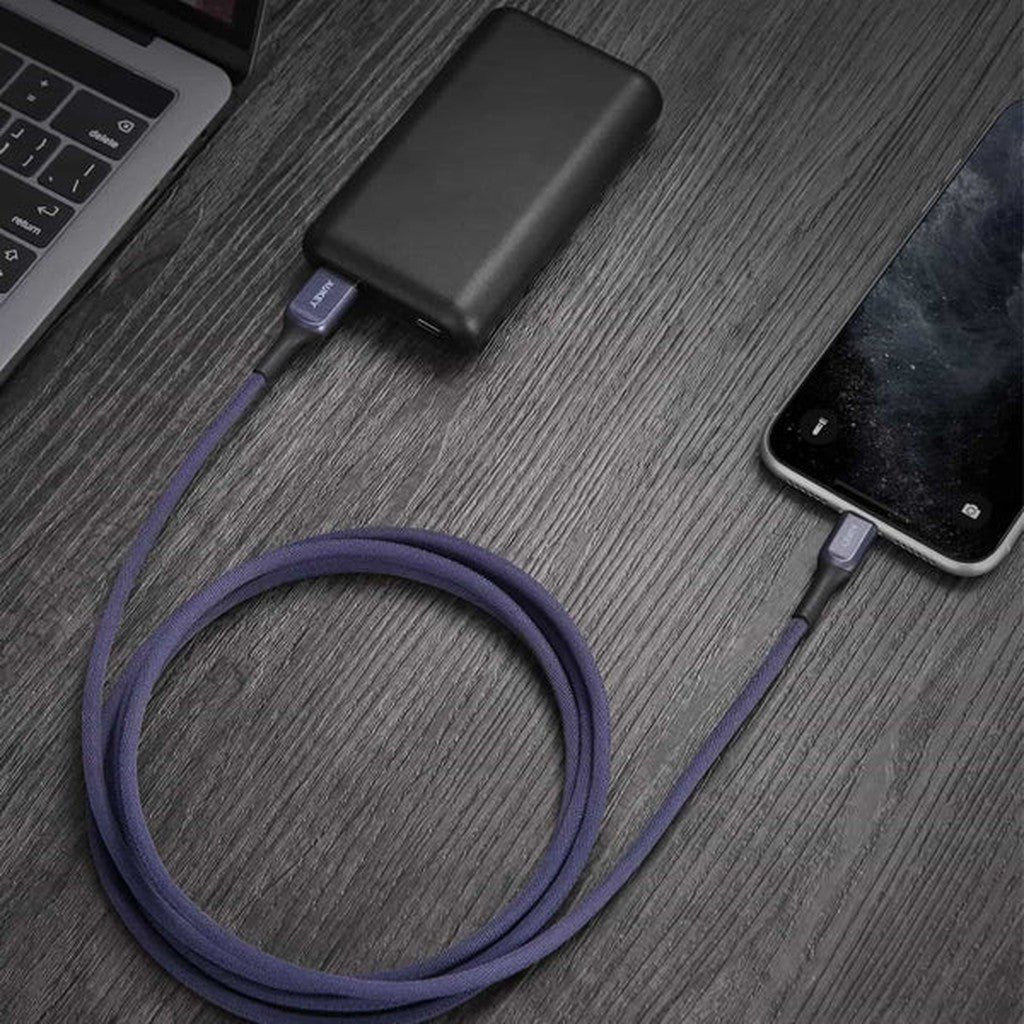 Aukey Cb-Akl1 Kevlar Core Lightning To Usb-A Cable (1.2M / 3.95Ft) - Black ColorWaves