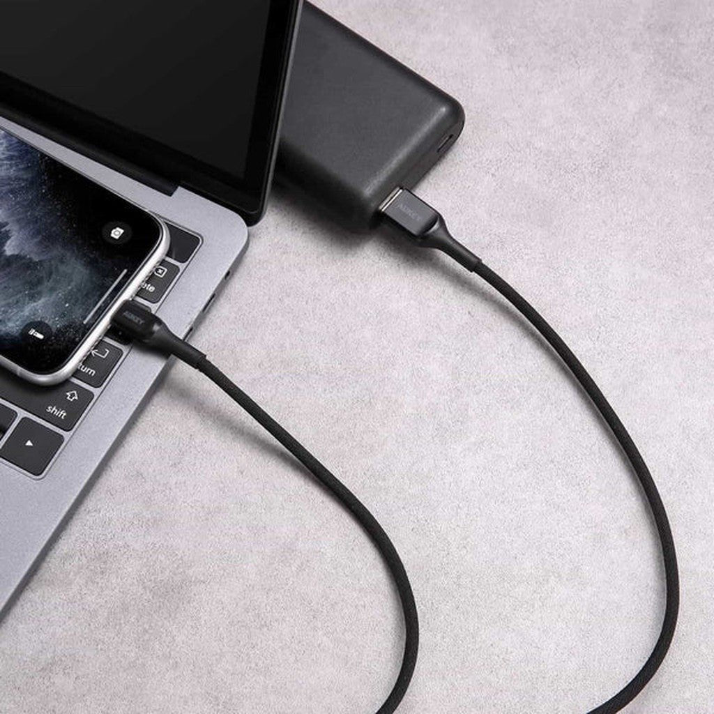 Aukey Cb-Akl1 Kevlar Core Lightning To Usb-A Cable (1.2M / 3.95Ft) - Black ColorWaves