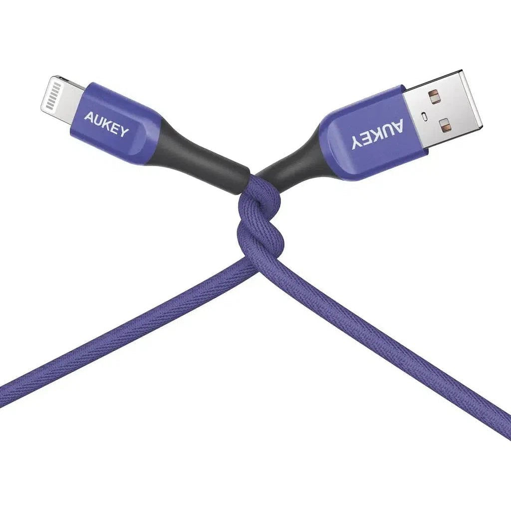Aukey Cb-Akl1 Kevlar Core Lightning To Usb-A Cable (1.2M / 3.95Ft) - Blue ColorWaves