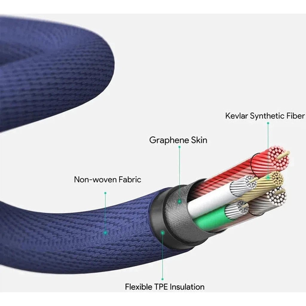 Aukey Cb-Akl1 Kevlar Core Lightning To Usb-A Cable (1.2M / 3.95Ft) - Blue ColorWaves