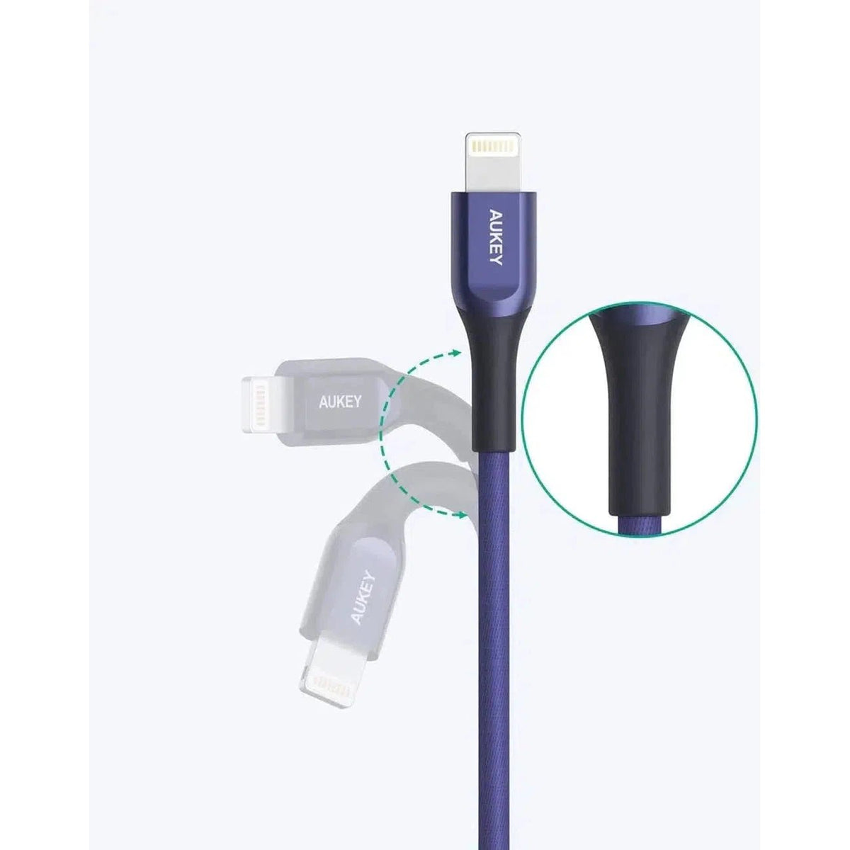 Aukey Cb-Akl1 Kevlar Core Lightning To Usb-A Cable (1.2M / 3.95Ft) - Blue ColorWaves