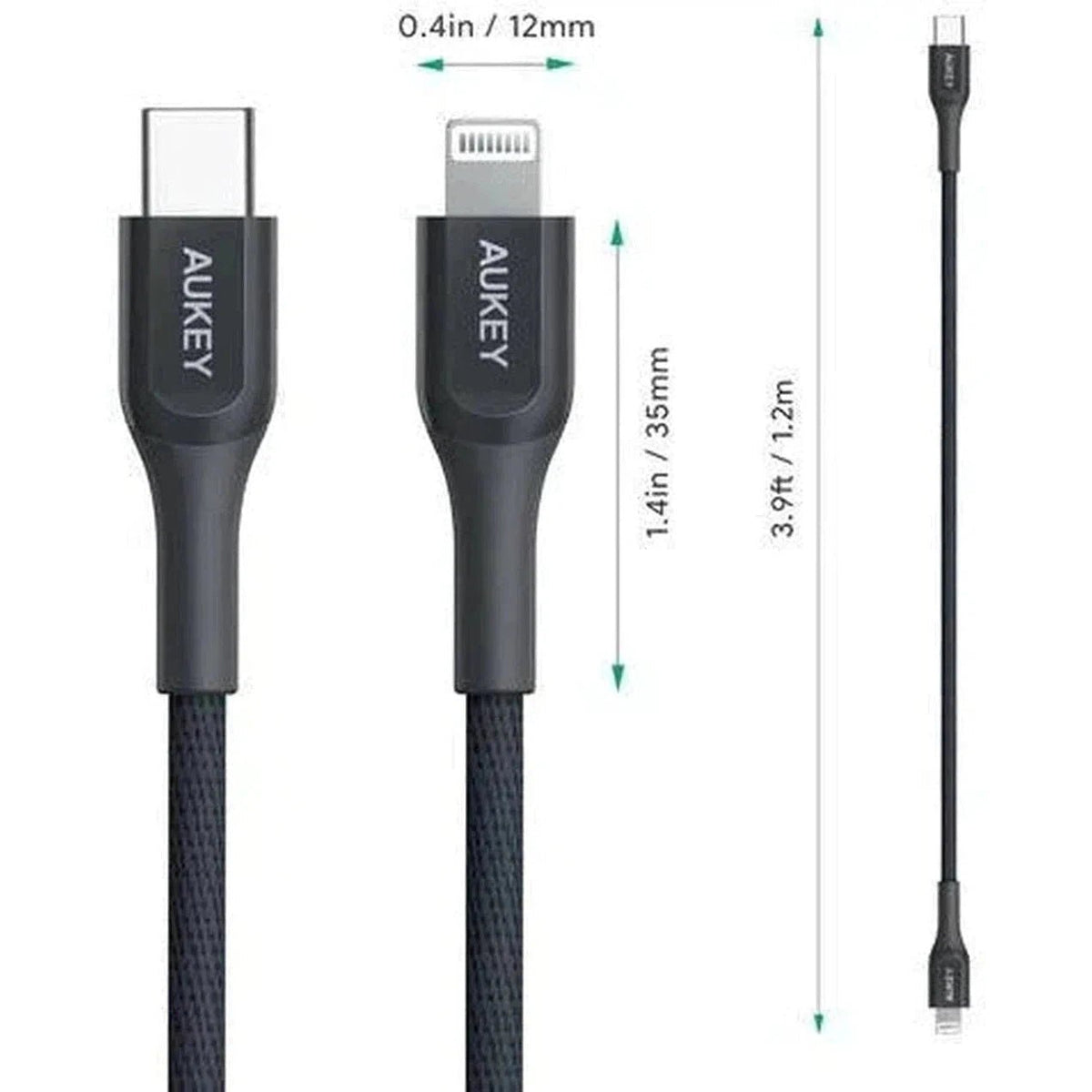 Aukey Kevlar Core Lightning To 1.2M Usb-C Cable ColorWaves