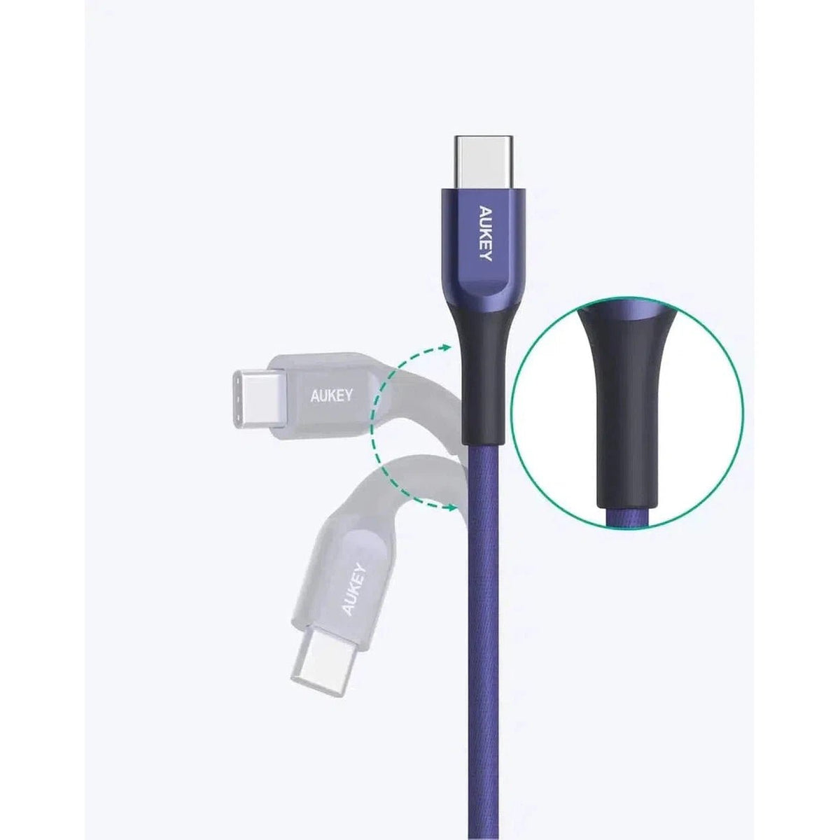 Aukey Kevlar Core Usb-C To C 2M Cable - Blue ColorWaves