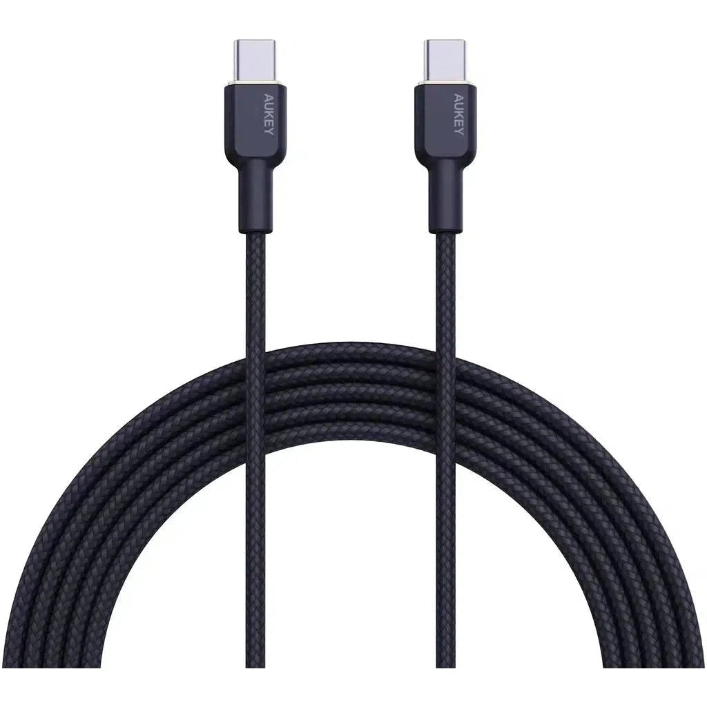 Aukey Nylon Braided Usb-C To Usb-C 1M Cable - Black ColorWaves