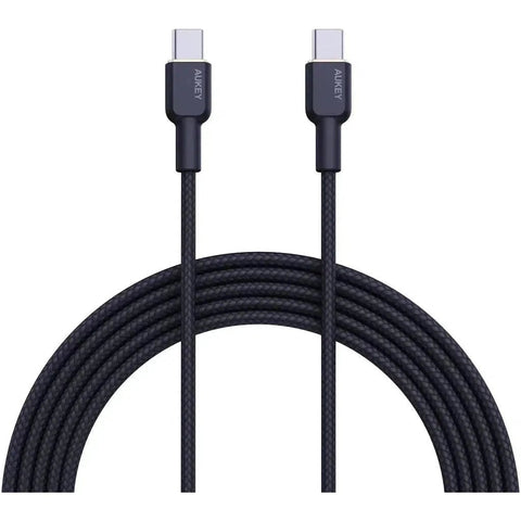 Aukey Nylon Braided Usb-C To Usb-C 1M Cable - Black ColorWaves