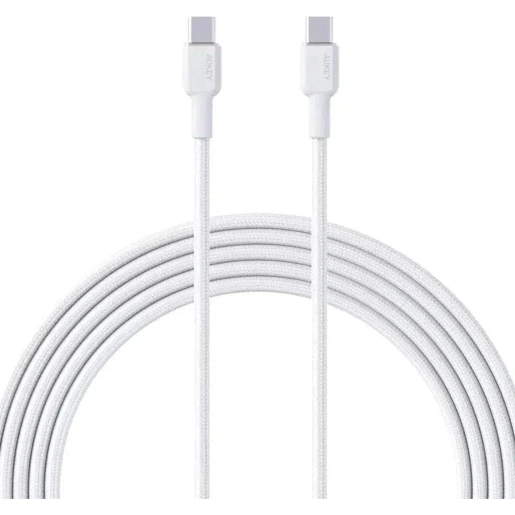 Aukey Nylon Braided Usb-C To Usb-C 1M Cable - White ColorWaves