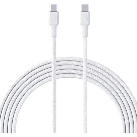 Aukey Nylon Braided Usb-C To Usb-C 1M Cable - White ColorWaves