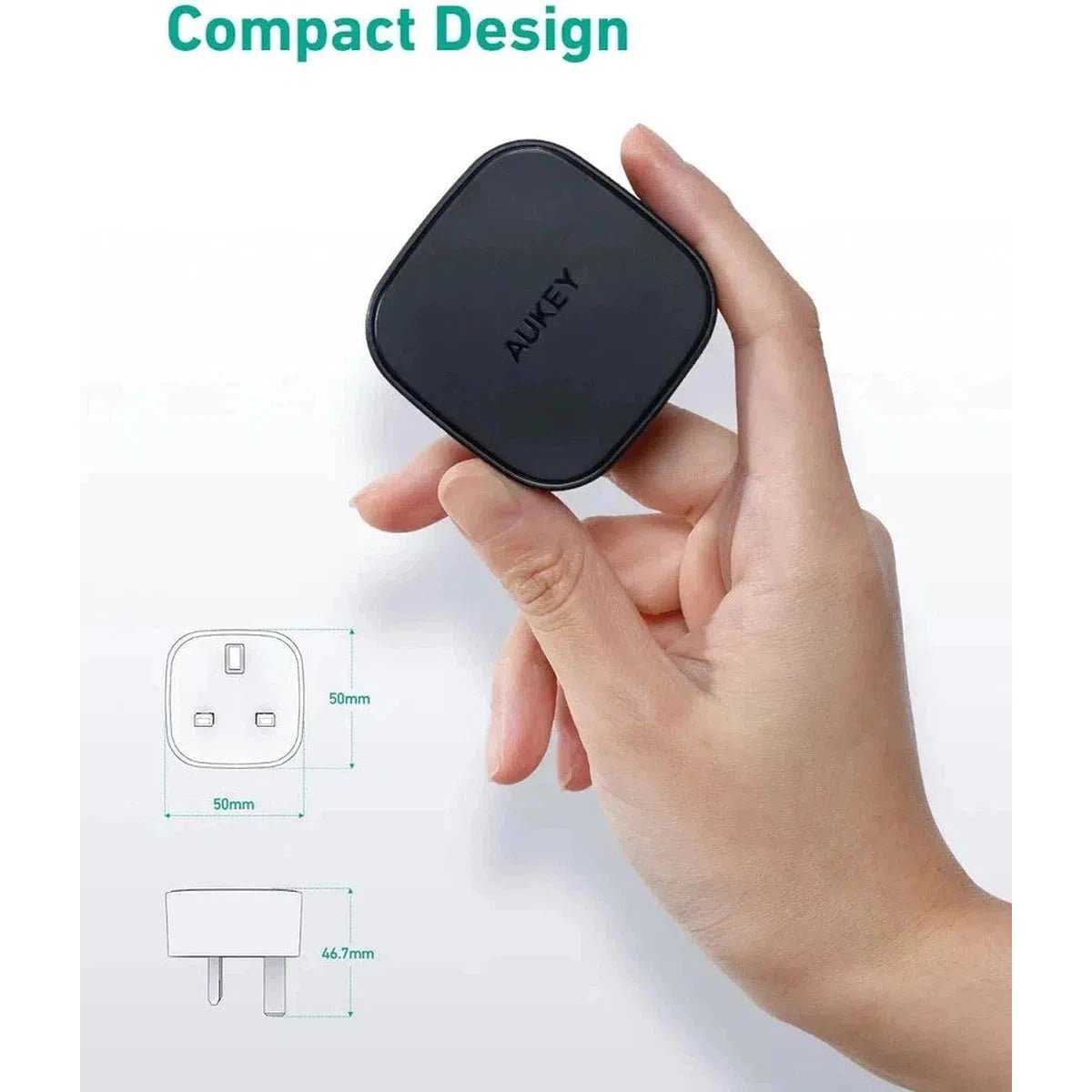 Aukey Pa-Y25 Cb-Cl1 : 20W Adapter With 0.9Mtrs Usb-C To Lightning Cable - Black ColorWaves