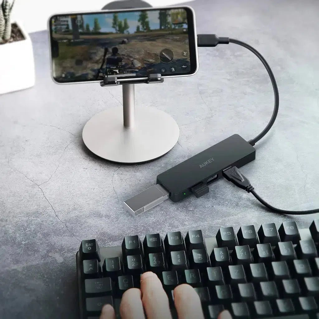 Aukey Usb-C To 4-Port Usb 3.0 Gen 1 Aluminum Hub ColorWaves