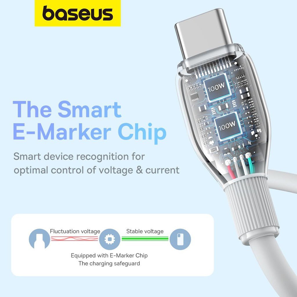 Baseus Pudding Series Fast Charging Cable - 1.2M / USB-C / 100W / Stellar White ColorWaves
