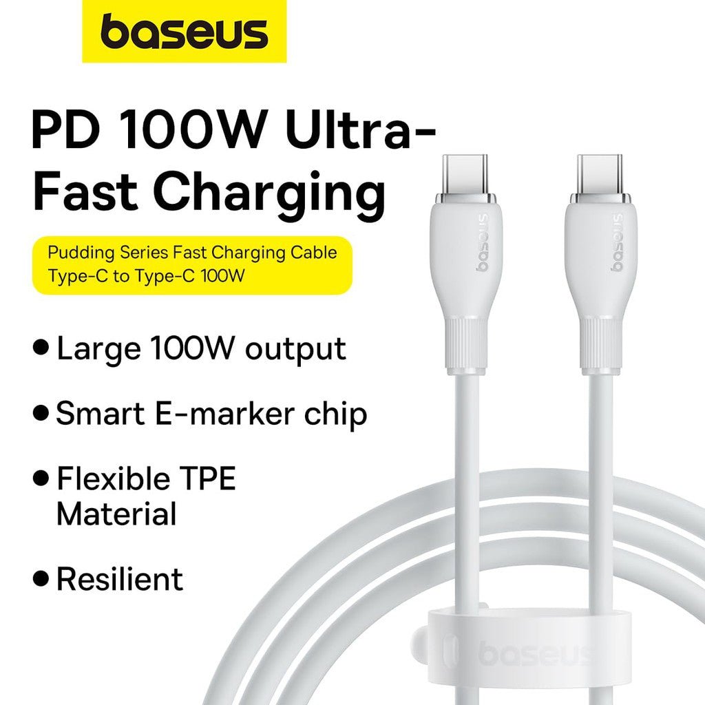 Baseus Pudding Series Fast Charging Cable - 1.2M / USB-C / 100W / Stellar White ColorWaves