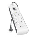 Belkin 6 Way Surge Protection Strip - 2M With 2 X 2.4Amp Usb Charging Power Extension - White ColorWaves