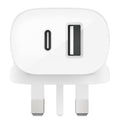 Belkin Boost Charge Dual Wall Charger Fast Charger 37W for Iphone & Samsung - White Samsung