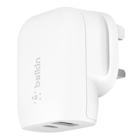 Belkin Boost Charge Dual Wall Charger Fast Charger 37W for Iphone & Samsung - White Samsung