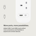Belkin Surge Protector 4 Outlet/18W USB-A/USB-C/2Mtr- SRB001AR2M ColorWaves