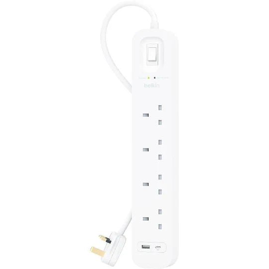 Belkin Surge Protector 4 Outlet/18W USB-A/USB-C/2Mtr- SRB001AR2M ColorWaves