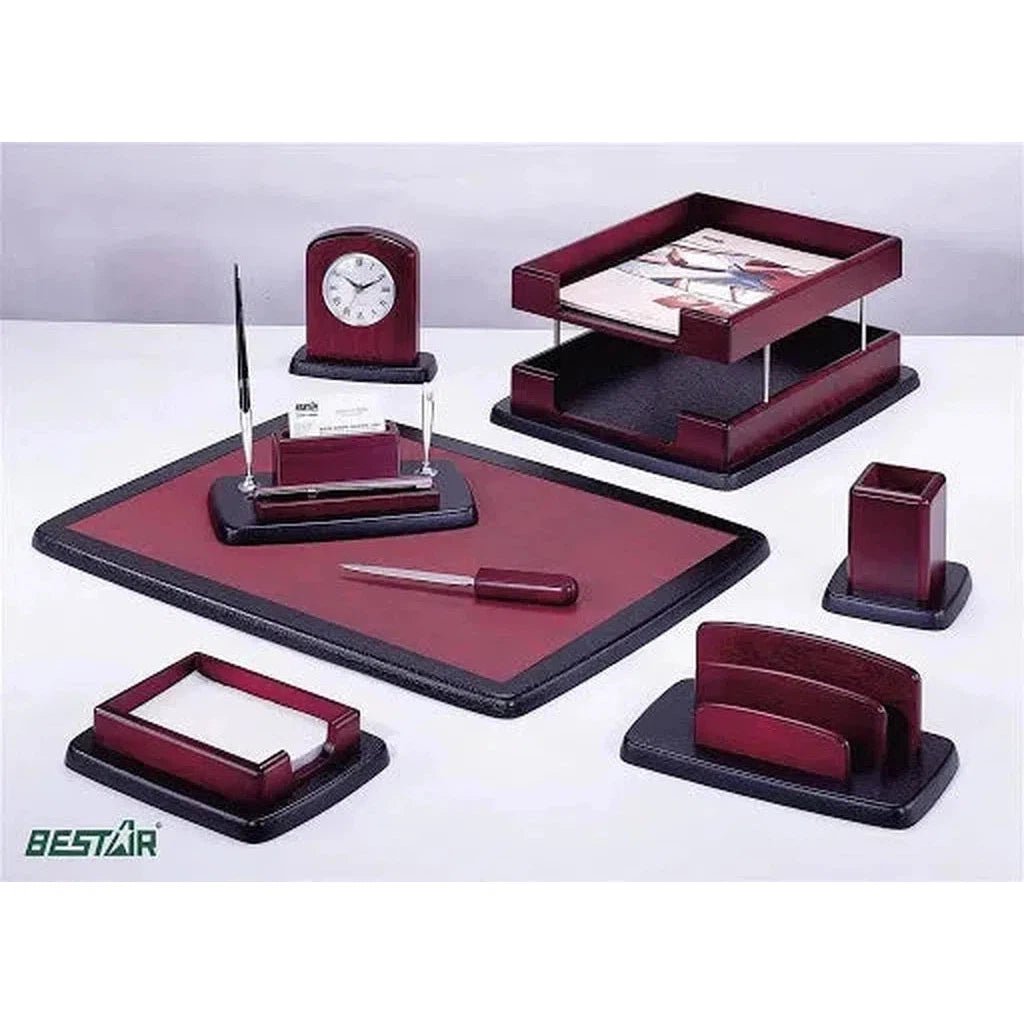 Bestar 8 Pc Wooden Desk Set Mohagony (8263Xdu) ColorWaves