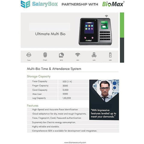 Biomax N-Bm60W Pro (Face Based Attendance Machine With Inbuilt Wifi) ColorWaves
