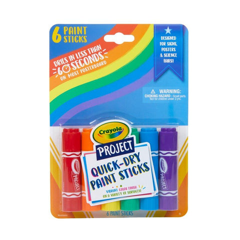 CRAYOLA PROJECT 6 CT QUICK DRY PAINT STICKS ColorWaves