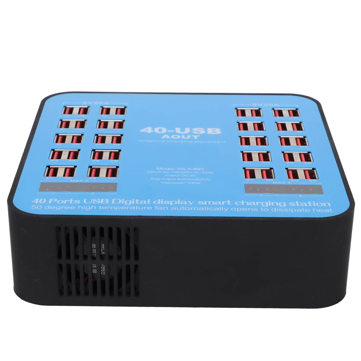 USB Digital Display Smart Charging Station 40 Port ColorWaves