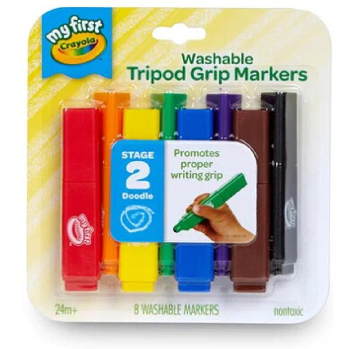 Crayola Washable Tripod Grip Markers 8 Colors ColorWaves