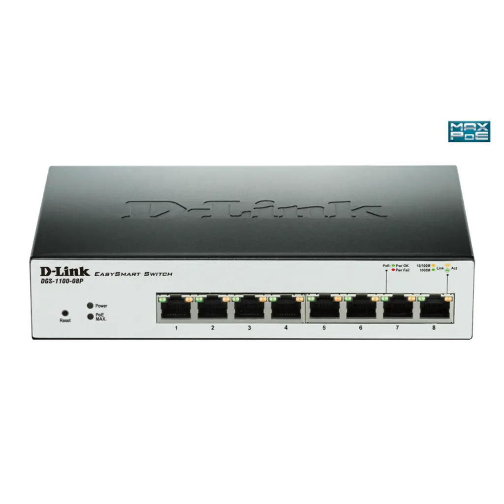 D-Link Smart Managed 8-Port Gigabit Desktop Poe Switch Dgs-1100-08P D-Link