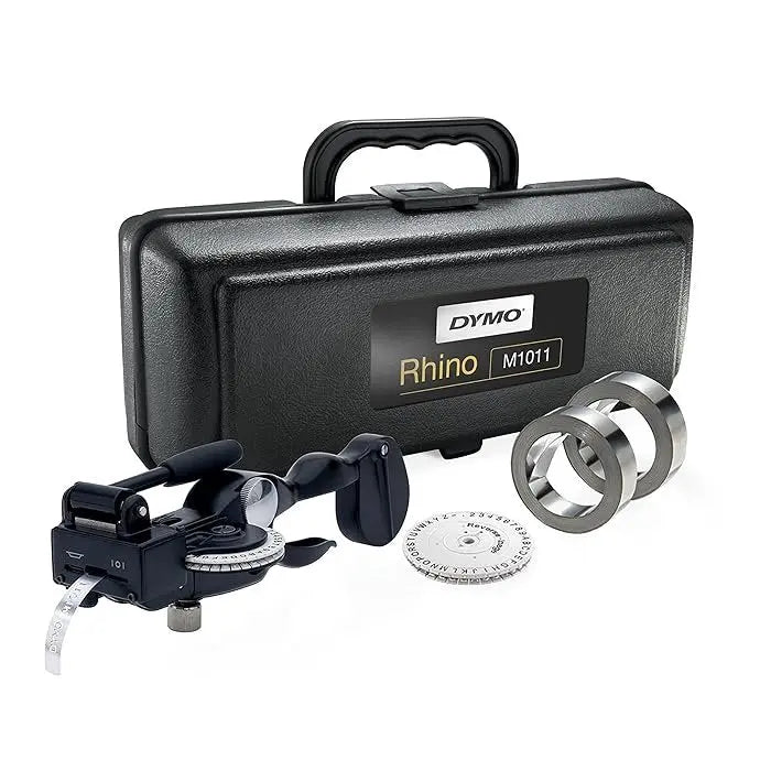 DYMO Rhino M1011 Industrial Embossing Label Maker Tool Kit with Aluminium & Stainless Steel Labels | Durable Carry Case | Ideal for DIY & Construction ColorWaves