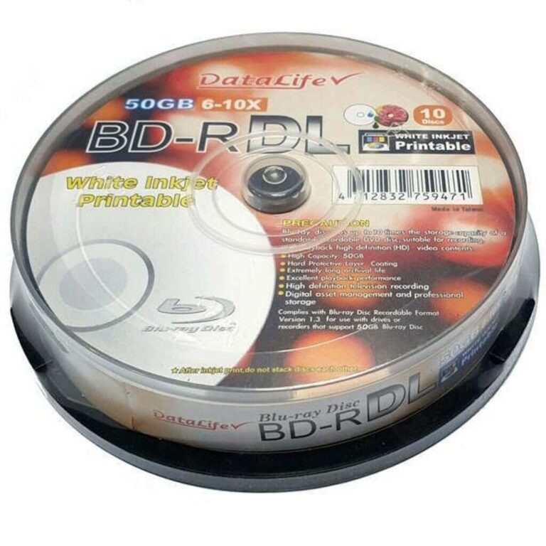 DataLife 50GB 6-10X BD-R DL Blu-ray Recordable Media Disc 10 Pack Datalife