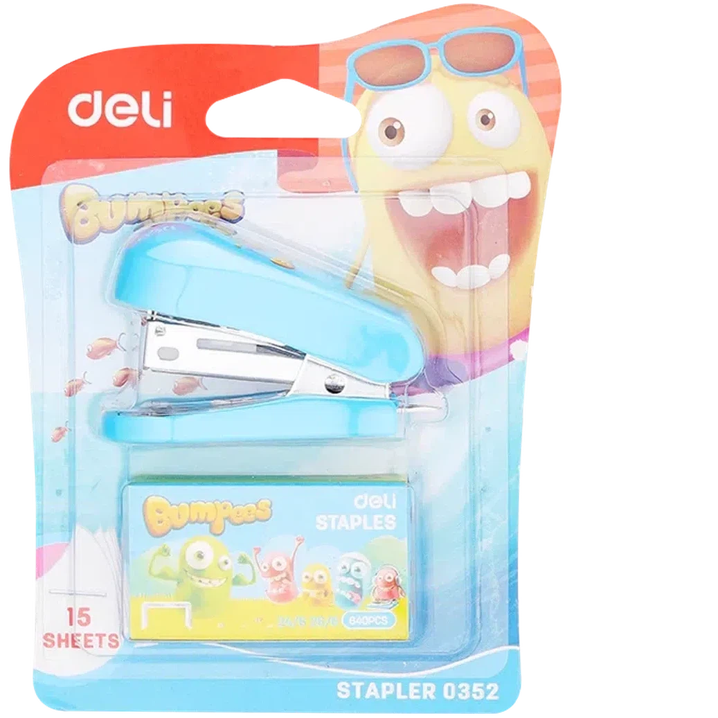Deli Bumpeez Kids Stapler 15 Sheets 0352 ColorWaves