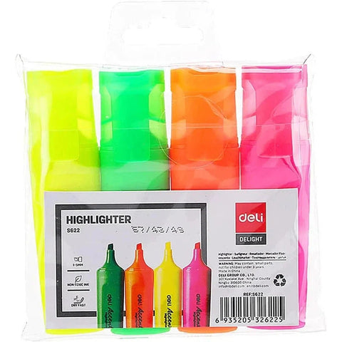 Deli Highlighter Pen 4 Colors ColorWaves