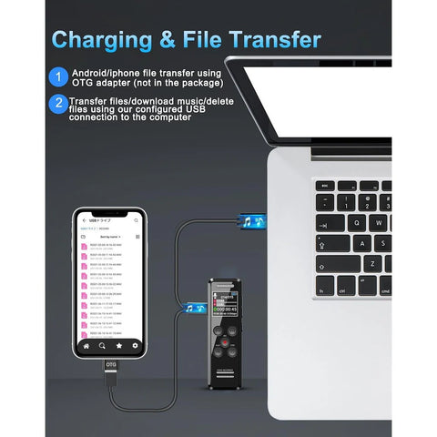 Digital Voice Recorder with Playback, 64GB | Audio Recorder for Lectures Meetings, MP3 Player ColorWaves
