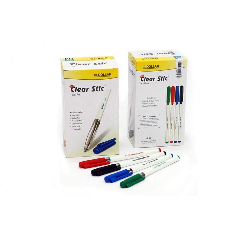 Dollar Clear Stick Ball Pen 50 Pcs ColorWaves