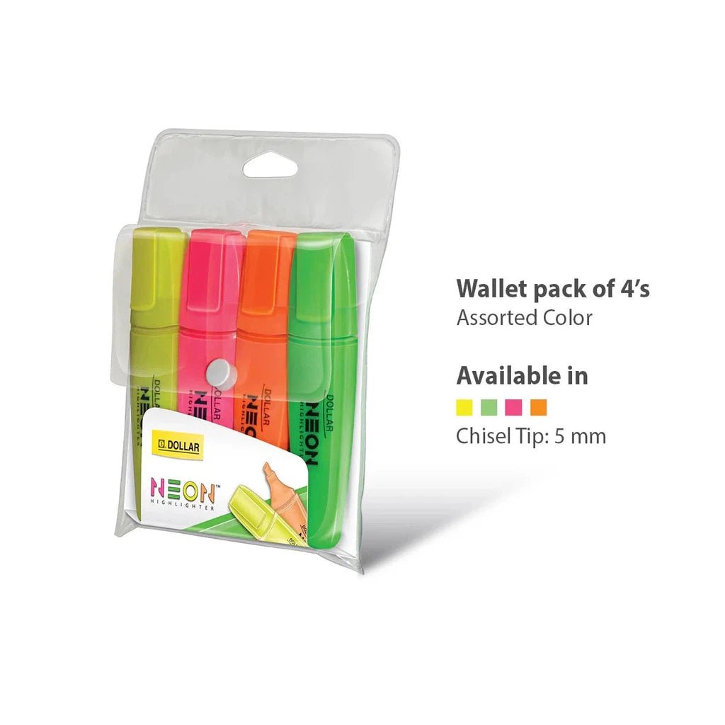 Dollar Neon Highlighter HL-625 Assorted Color ColorWaves